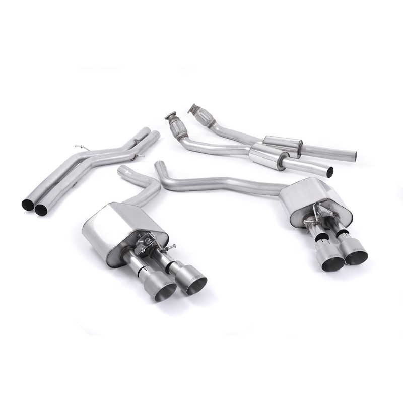 Audi S6 C7/S7 Sportback - Valved & Non-Resonated (Louder) Cat-Back Exhaust System with Titanium Trims - Brushed Titanium