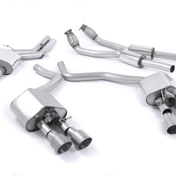 Audi S6 C7/S7 Sportback - Valved & Resonated (Quieter) Cat-Back Exhaust System with Titanium Trims - Brushed Titanium