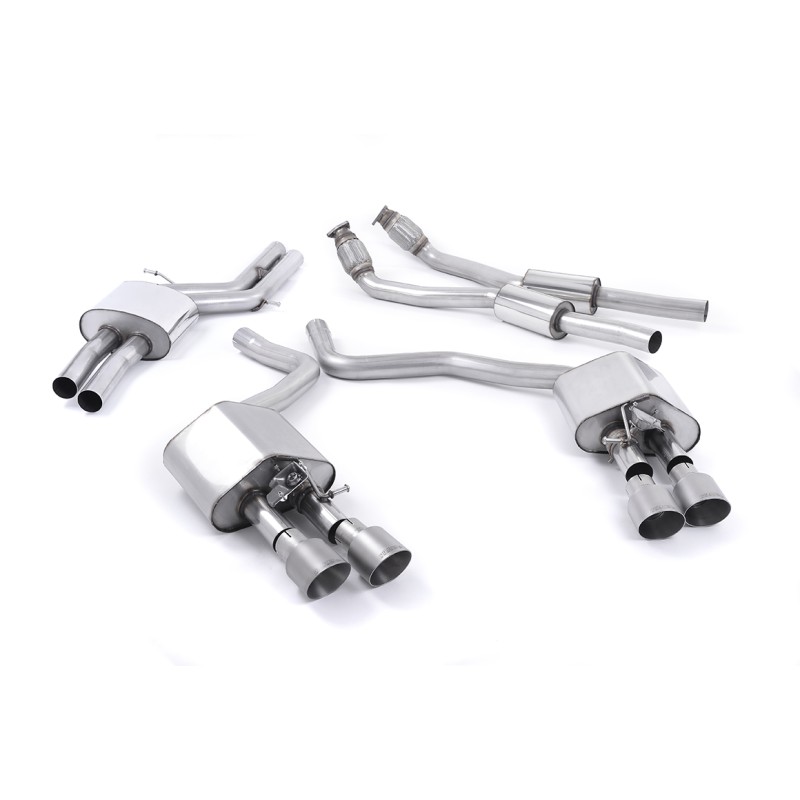 Audi S6 C7/S7 Sportback - Valved & Resonated (Quieter) Cat-Back Exhaust System with Titanium Trims - Brushed Titanium