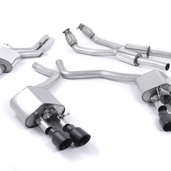 Audi S6 C7/S7 Sportback - Valved & Resonated (Quieter) Cat-Back Exhaust System with Cerakote Black Trims - Cerakote Black