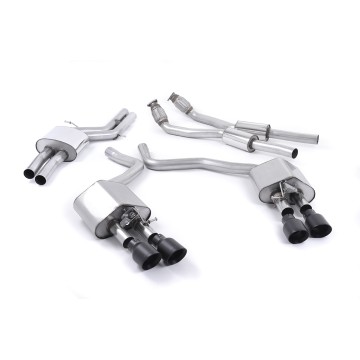 Audi S6 C7/S7 Sportback - Valved & Resonated (Quieter) Cat-Back Exhaust System with Cerakote Black Trims - Cerakote Black