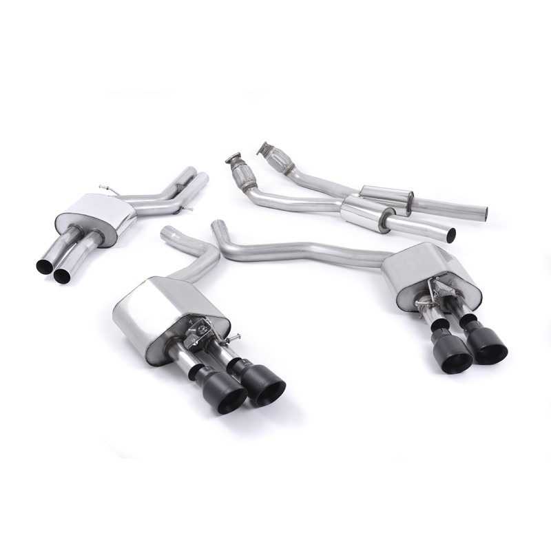 Audi S6 C7/S7 Sportback - Valved & Resonated (Quieter) Cat-Back Exhaust System with Cerakote Black Trims - Cerakote Black