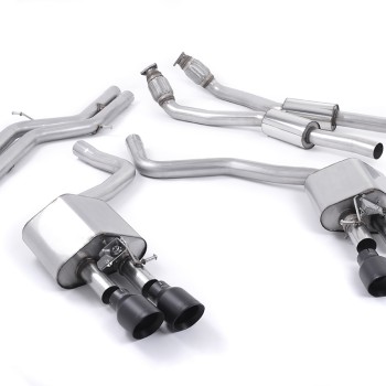 Audi S6 C7/S7 Sportback - Valved & Non-Resonated (Louder) Cat-Back Exhaust System with Cerakote Black Trims - Cerakote Black