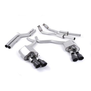 Audi S6 C7/S7 Sportback - Valved & Non-Resonated (Louder) Cat-Back Exhaust System with Cerakote Black Trims - Cerakote Black