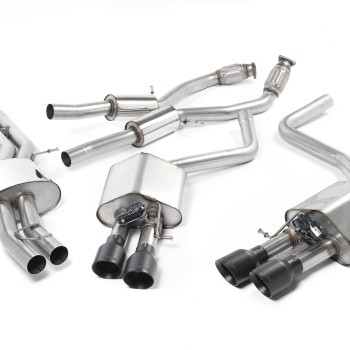 Audi S8 D4 Quattro - Resonated (Quieter) Cat-Back Exhaust System with Cerakote Black Trims - Cerakote Black