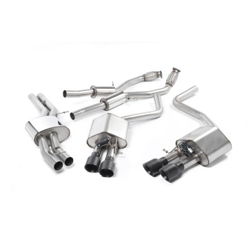 Audi S8 D4 Quattro - Resonated (Quieter) Cat-Back Exhaust System with Cerakote Black Trims - Cerakote Black