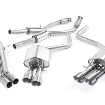 Audi S8 D4 Quattro - Resonated (Quieter) Cat-Back Exhaust System with Titanium Trims - Brushed Titanium