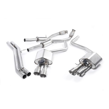 Audi S8 D4 Quattro - Resonated (Quieter) Cat-Back Exhaust System with Titanium Trims - Brushed Titanium