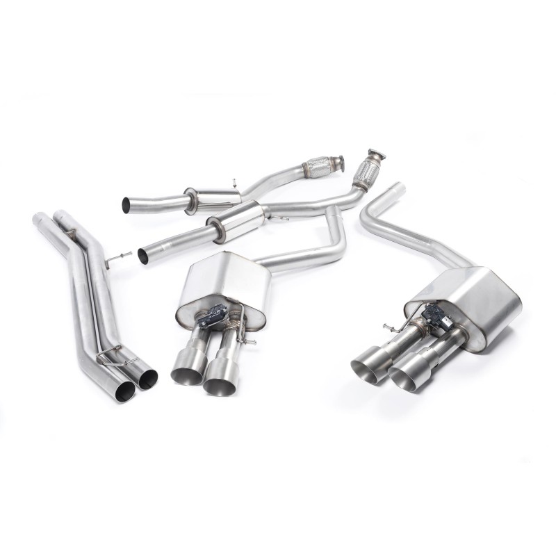 Audi S8 D4 Quattro - Resonated (Quieter) Cat-Back Exhaust System with Titanium Trims - Brushed Titanium