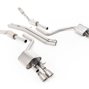 Audi S8 D4 Quattro - Non-Resonated (Louder) Cat-Back Exhaust System with Titanium Trims - Brushed Titanium