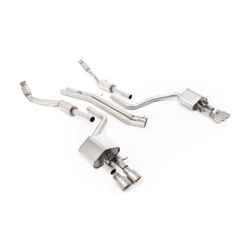 Audi S8 D4 Quattro - Non-Resonated (Louder) Cat-Back Exhaust System with Titanium Trims - Brushed Titanium