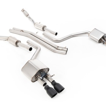 Audi S8 D4 Quattro - Non-Resonated (Louder) Cat-Back Exhaust System with Cerakote Black Trims - Cerakote Black