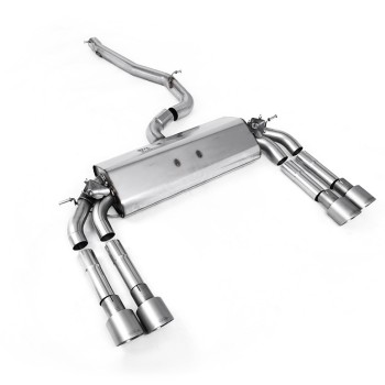 Audi S3 8V.2 - Non-Resonated (Louder) Cat-Back Exhaust System with Quad Round Titanium Trims - Brushed Titanium