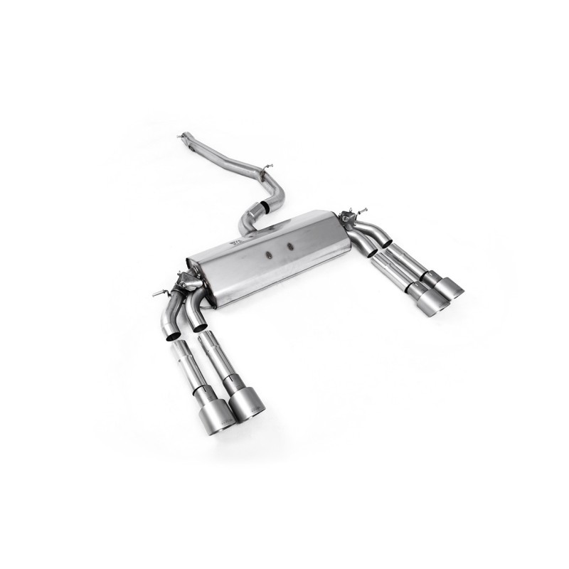 Audi S3 8V.2 - Non-Resonated (Louder) Cat-Back Exhaust System with Quad Round Titanium Trims - Brushed Titanium