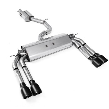 Audi S3 8V/V.2 - Resonated (Quieter) Cat-Back Exhaust System with Quad Round Cerakote Black Tips - Cerakote Black