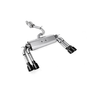 Audi S3 8V/V.2 - Resonated (Quieter) Cat-Back Exhaust System with Quad Round Cerakote Black Tips - Cerakote Black