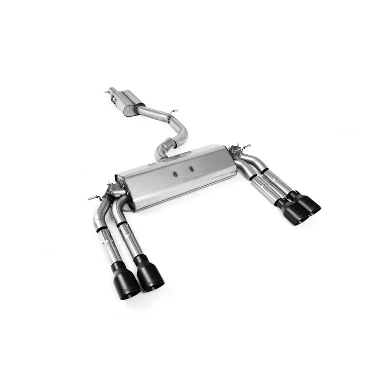 Audi S3 8V/V.2 - Resonated (Quieter) Cat-Back Exhaust System with Quad Round Cerakote Black Tips - Cerakote Black