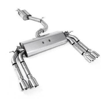 Audi S3 8V/V.2 - Resonated (Quieter) Cat-Back Exhaust System with Quad Round Polished Trims - Polished