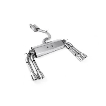 Audi S3 8V/V.2 - Resonated (Quieter) Cat-Back Exhaust System with Quad Round Polished Trims - Polished