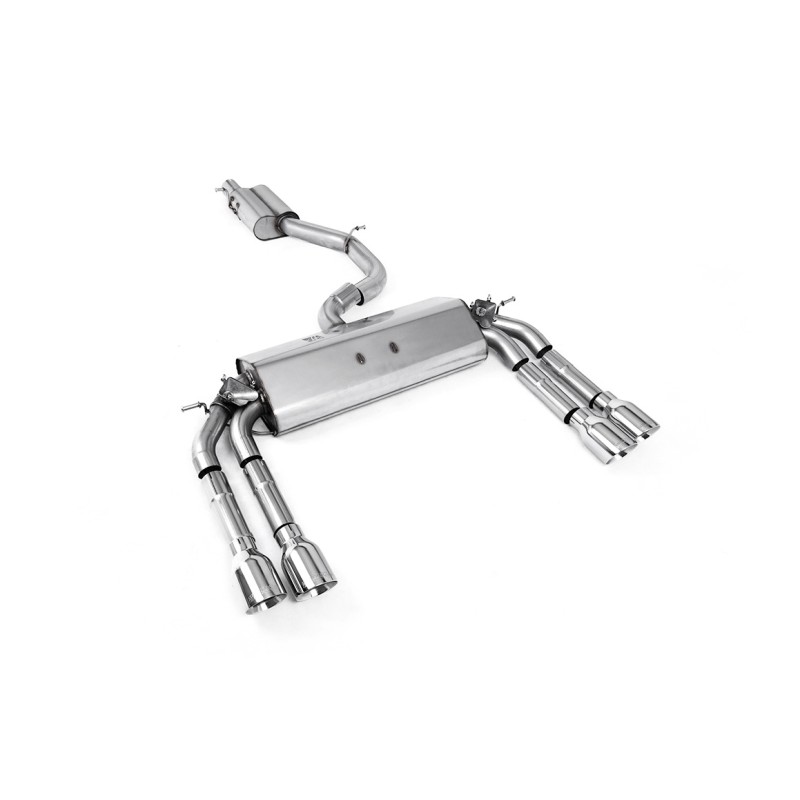 Audi S3 8V/V.2 - Resonated (Quieter) Cat-Back Exhaust System with Quad Round Polished Trims - Polished