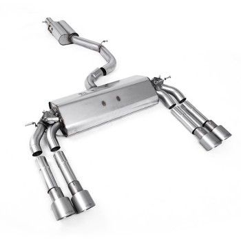 Audi S3 8V/V.2 - Resonated (Quieter) Cat-Back Exhaust System with Quad Round Titanium Trims - Brushed Titanium