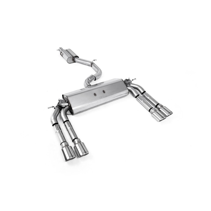 Audi S3 8V/V.2 - Resonated (Quieter) Cat-Back Exhaust System with Quad Oval Polished Trims - Polished Ovals