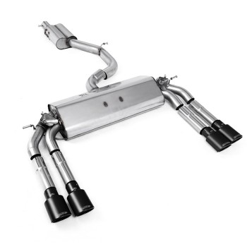Audi S3 8V/V.2 - Resonated (Quieter) Cat-Back Exhaust System with Quad Oval Cerakote Black Trims - Cerakote Black Ovals