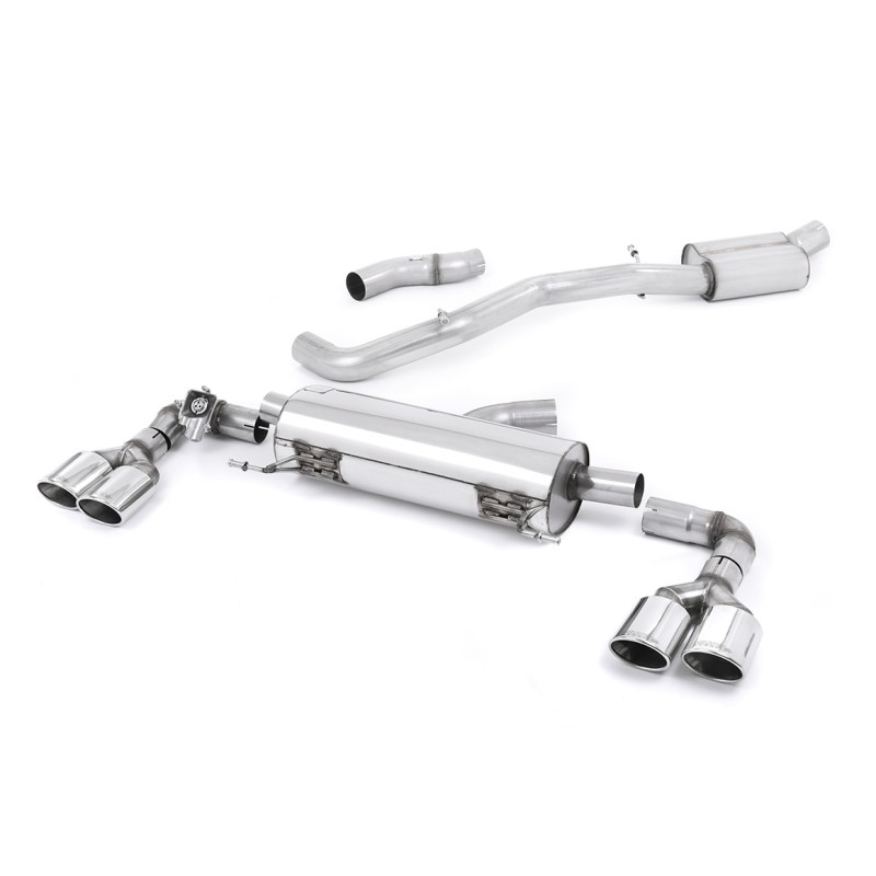 Audi S1 - Resonated (Quieter) Cat-Back Exhaust System with Quad Polished Oval Trims - Polished - Oval (Jet)
