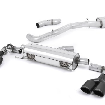 Audi S1 - Resonated (Quieter) Cat-Back Exhaust System with Quad Cerakote Black Oval Trims - Cerakote Black - Oval (Jet)