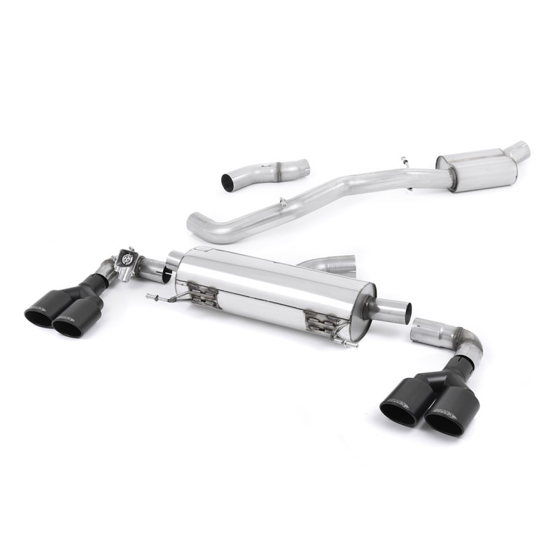 Audi S1 - Resonated (Quieter) Cat-Back Exhaust System with Quad Cerakote Black Oval Trims - Cerakote Black - Oval (Jet)