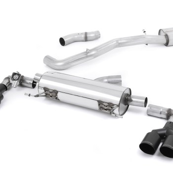 Audi S1 - Resonated (Quieter) Cat-Back Exhaust System with Quad Cerakote Black Round Trims - Cerakote Black - GT