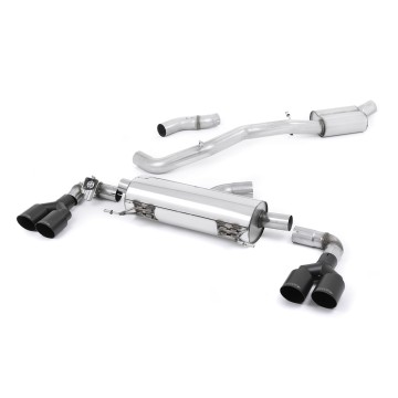 Audi S1 - Resonated (Quieter) Cat-Back Exhaust System with Quad Cerakote Black Round Trims - Cerakote Black - GT