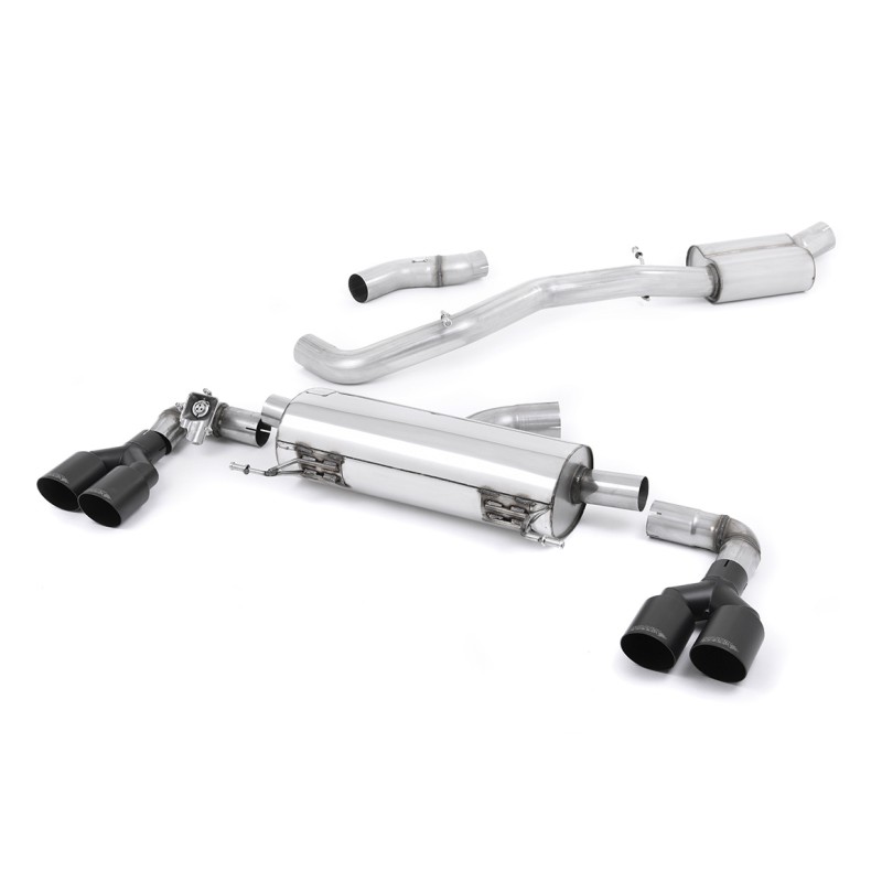 Audi S1 - Resonated (Quieter) Cat-Back Exhaust System with Quad Cerakote Black Round Trims - Cerakote Black - GT