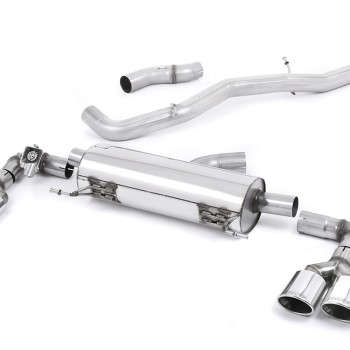 Audi S1 - Non-Resonated (Louder) Cat-Back Exhaust System with Quad Polished Oval Trims - Polished - Oval (Jet)