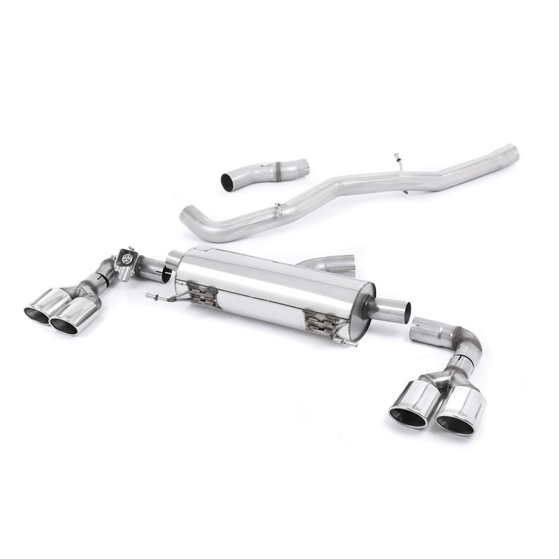 Audi S1 - Non-Resonated (Louder) Cat-Back Exhaust System with Quad Polished Oval Trims - Polished - Oval (Jet)