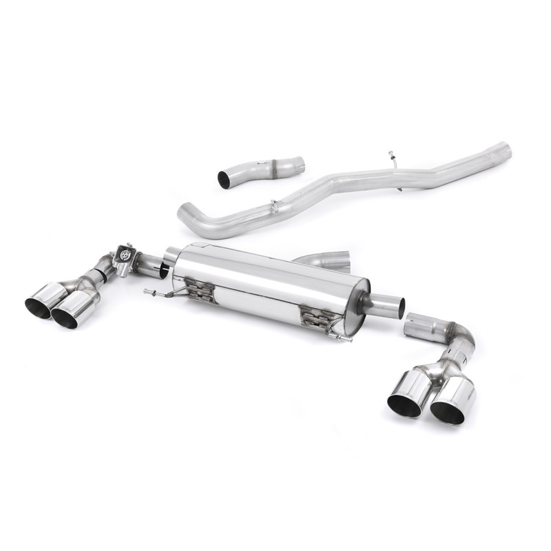 Audi S1 - Non-Resonated (Louder) Cat-Back Exhaust System with Quad Polished Round Trims - Polished - GT