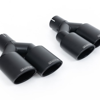Audi S1 - Non-Resonated (Louder) Cat-Back Exhaust System with quad Cerakote Black Oval Trims - Cerakote Black - Oval (Jet)