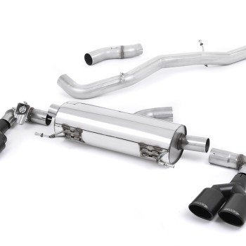 Audi S1 - Non-Resonated (Louder) Cat-Back Exhaust System with quad Cerakote Black Oval Trims - Cerakote Black - Oval (Jet)