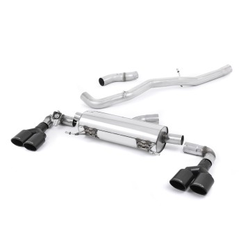 Audi S1 - Non-Resonated (Louder) Cat-Back Exhaust System with quad Cerakote Black Oval Trims - Cerakote Black - Oval (Jet)