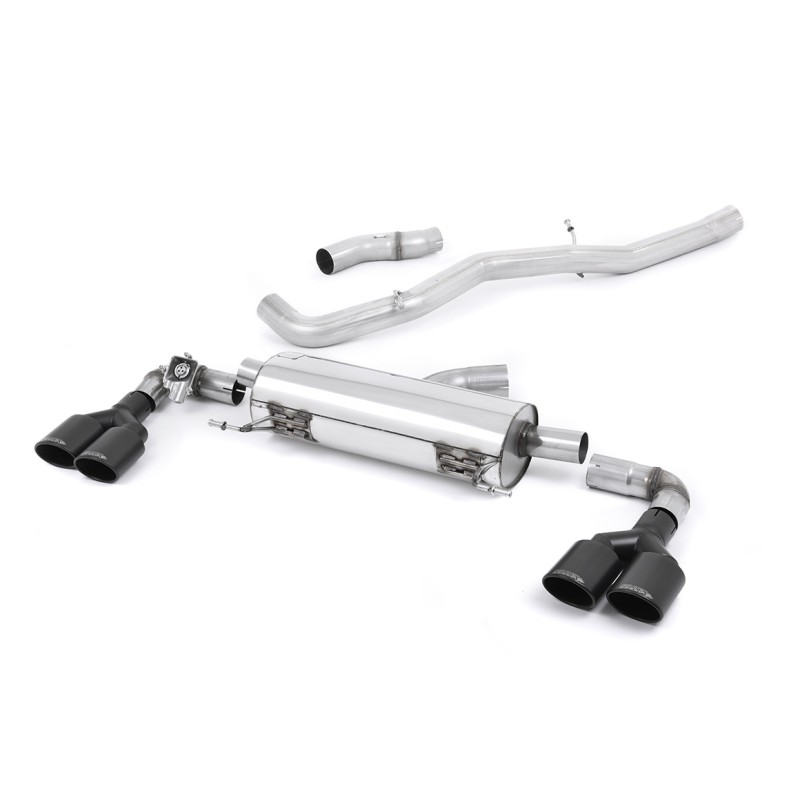 Audi S1 - Non-Resonated (Louder) Cat-Back Exhaust System with quad Cerakote Black Oval Trims - Cerakote Black - Oval (Jet)