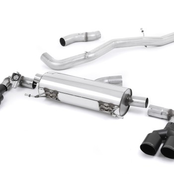 Audi S1 - Non-Resonated (Louder) Cat-Back Exhaust System with Quad Cerakote Black Round Trims - Cerakote Black - GT
