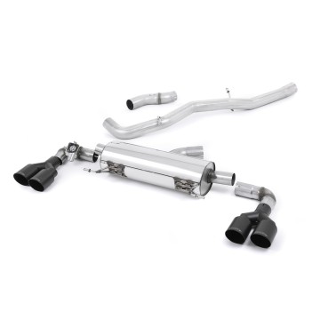 Audi S1 - Non-Resonated (Louder) Cat-Back Exhaust System with Quad Cerakote Black Round Trims - Cerakote Black - GT