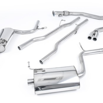 Audi A4 1.8T B6 Quattro - Non-Resonated (Louder) Cat-Back Exhaust System with 90mm GT90 trims - 90 - GT