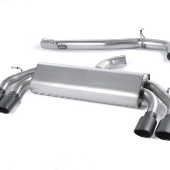 Audi S3 8V/8V.2 - Non-Valved & Non-Resonated Cat-Back Race Exhaust System (Louder) with Quad Oval Cerakote Black Trims - Cerakote Black - Oval (Jet)