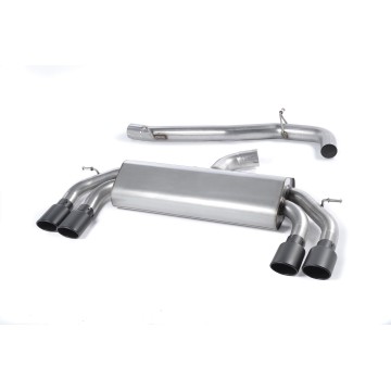 Audi S3 8V/8V.2 - Non-Valved & Non-Resonated Cat-Back Race Exhaust System (Louder) with Quad Oval Cerakote Black Trims - Cerakote Black - Oval (Jet)