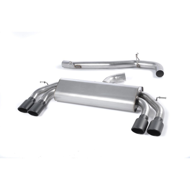 Audi S3 8V/8V.2 - Non-Valved & Non-Resonated Cat-Back Race Exhaust System (Louder) with Quad Oval Cerakote Black Trims - Cerakote Black - Oval (Jet)
