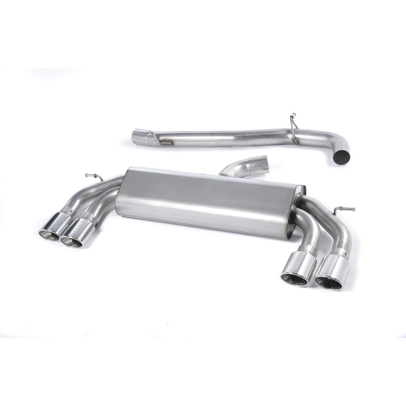 Audi S3 8V/8V.2 - Non-Valved & Non-Resonated (Loudest) Cat-Back Race Exhaust System with Quad Oval Polished Trims - Polished - Oval (Jet)