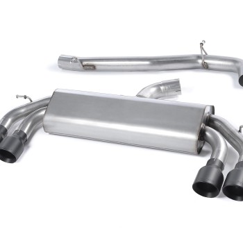 Audi S3 8V/8V.2 - Non-Valved & Non-Resonated (Louder) Cat-Back Race Exhaust System with Quad Round Cerakote Black Trims - Cerakote Black - GT