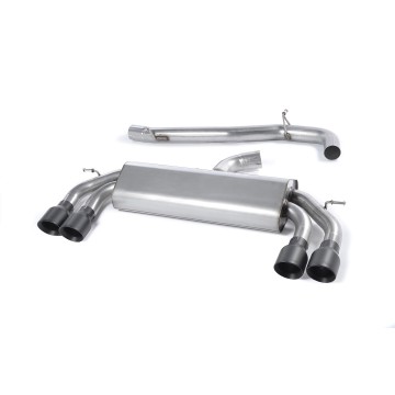 Audi S3 8V/8V.2 - Non-Valved & Non-Resonated (Louder) Cat-Back Race Exhaust System with Quad Round Cerakote Black Trims - Cerakote Black - GT