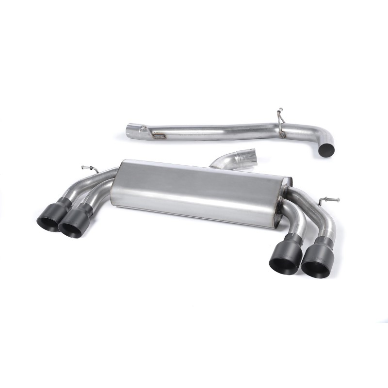 Audi S3 8V/8V.2 - Non-Valved & Non-Resonated (Louder) Cat-Back Race Exhaust System with Quad Round Cerakote Black Trims - Cerakote Black - GT